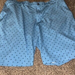 Adidas Logo Shorts Mens 38 Blue Geometric Golf Performance Casual Stretch